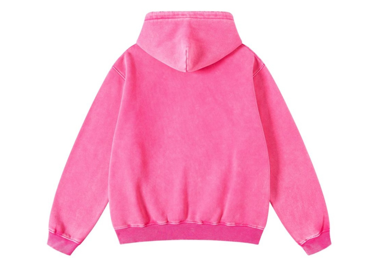 Distressed Pink Acid Wash Hoodie