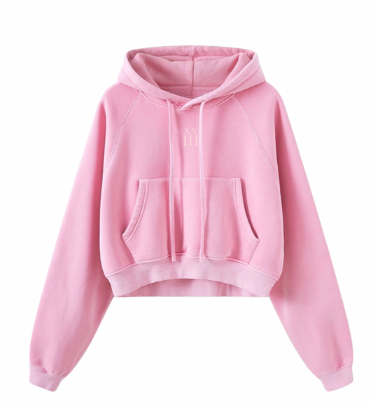 Pink Cropped Hoodie