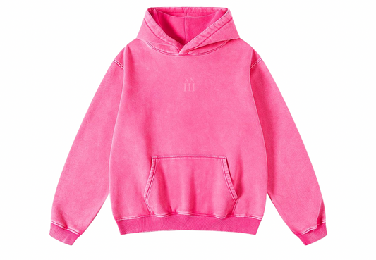 Distressed Pink Acid Wash Hoodie